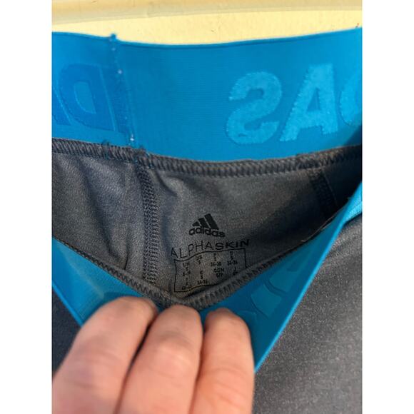 Adidas women’s gray/blue full length leggings compression size small - Picture 3 of 3